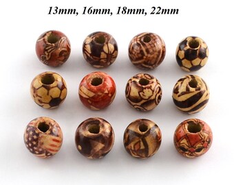 1 pack of wooden beads, beads, wood, selection