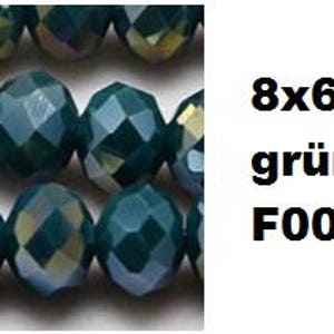 20 beads, ground, faceted, glass beads, jewelry beads, 8 x 6 mm, blue, green, turquoise grün- F001