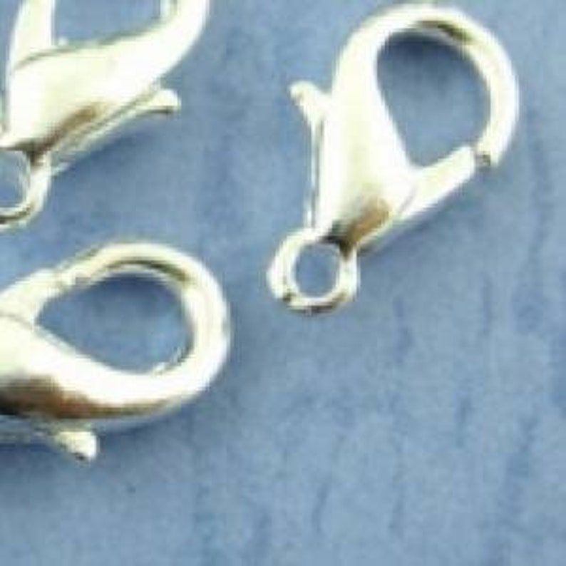 100 carabiners, lobster clasp, silver plated, 12 x 6 mm image 1