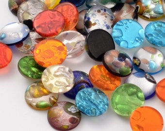 10 Cabochons, Lampwork, 14-15mm, handmade,Glascabochon