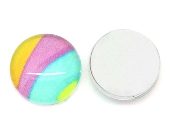 10 Cabochon, Cabochons, Glascabochons,12mm, bunt,