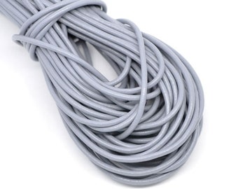 3 meters of leather cord, 2 mm, gray, cowhide