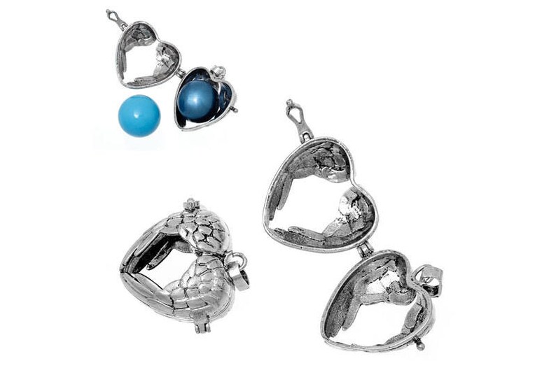 Angel wings ball of Sound Rufer Medallion jewelry ball Jewelry Pendant Pendant 70003 Vintage angel Cage silver