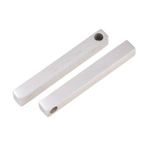 Massiver Edelstahl Anhänger rechteckig für Gravur – länglicher Kettenanhänger silber 40x5x5 mm