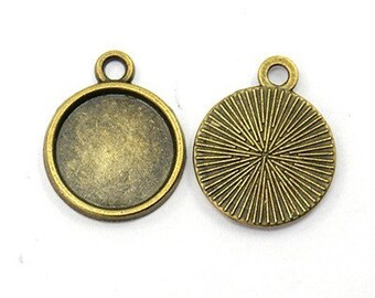 20 pendants, setting, jewelry pendant, cabochon, bronze