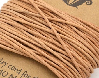 10 meters of leather strap, genuine leather, light brown, 1.50 mm, cowhide