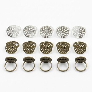 20 rings, color selection, sieve rings, adjustable, silver, bronze