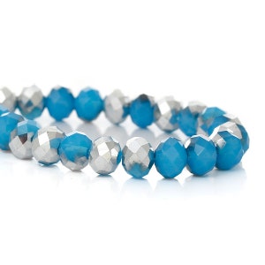 30 faceted glass beads, cut glass beads, bicolor
