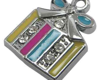 10x gift pendants, enamel and rhinestones