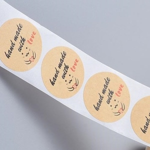 selbstklebende Etiketten, Aufkleber,handmade with love,  25mm