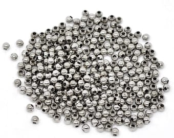 1000 Metallperlen, 3mm, silber, Perlen, Schmuckperlen