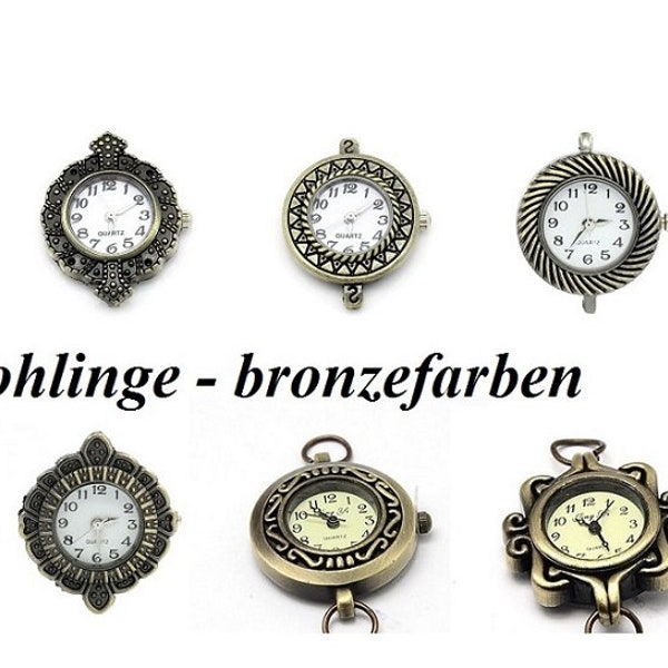 Uhr-Rohling, Armbanduhr, Kettenuhr, bronzefarben, bronze, Vintage-Stil, Quarzuhr, Auswahl