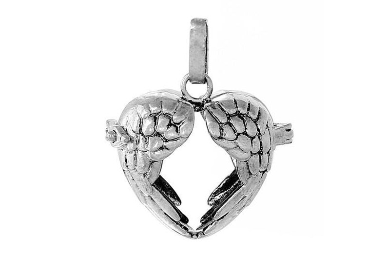 Angel wings ball of Sound Rufer Medallion jewelry ball Jewelry Pendant Pendant 70003 Vintage angel Cage silver