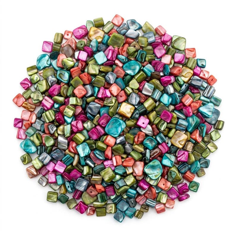 1 bag of mother-of-pearl beads, assorted colors image 1