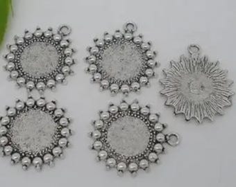 30 pendants, settings, jewelry pendants, cabochon, silver