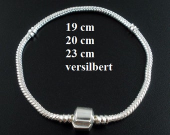 Moldul bracelet, bracelet, silver plated, module, module, bead, click closure, 19 cm, 20 cm, 23 cm