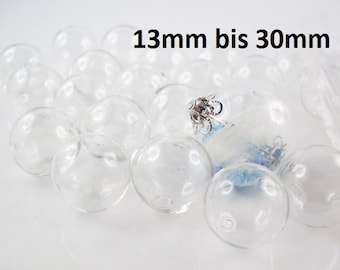 2 - 100 pieces of hollow beads, hollow beads, glass beads, glass beads, mouth-blown, 2 threading holes, 13 mm, 25 mm, 30 mm