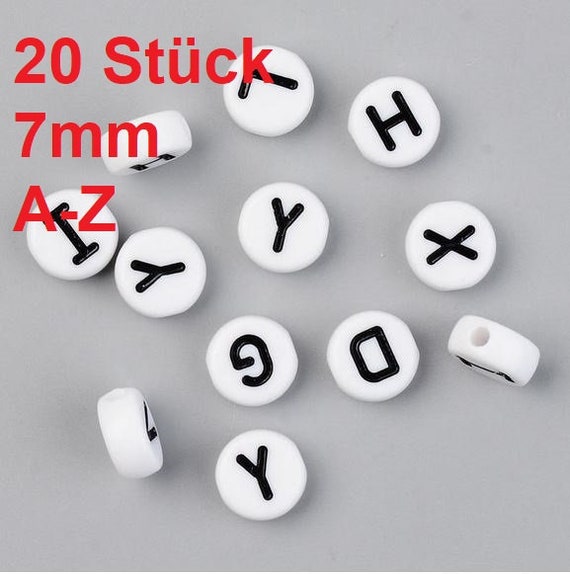 20 Round Letter Beads, 7 Mm, White, A-Z 