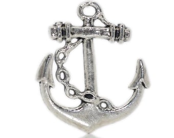 20 pendants, anchor, silver, nautical,