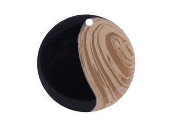 10 pendants, jewelry pendants, resin, wood, resin pendants, wooden pendants, 25 mm