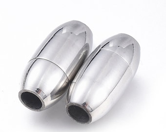 Stainless steel magnetic clasp, closure, 3 mm hole, silver