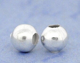 50 metal beads, 8 mm, silver-plated
