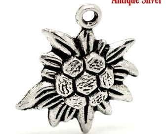 30 pendants, flower, vinage style, silver, flowers, jewelry pendants,