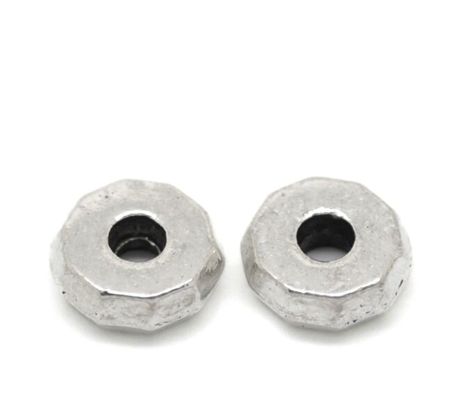 Perlen Glitzer 300 Stück Rondelle Spacer Perlen, Zwischenperlen Strass Spacer Beads Etallperlen Etall Lose Perlen Silber - Foto 6