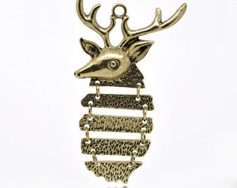 Pendant, XL, deer, bronze, vintage style,