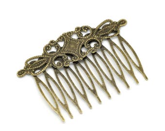 10 Hair Combs Bronze Onament Vintage Antique Hair Accessories Decorate