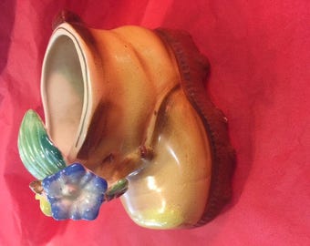 Ceramic bootie with floral accents