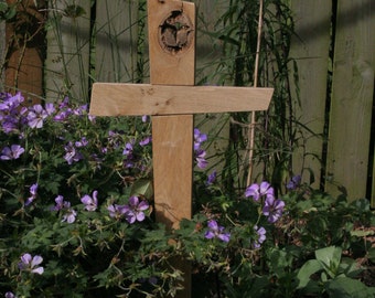 Beloved Pet memorial markers, grave cross, simple contemporary cross . Oak can be personalised with name engraving