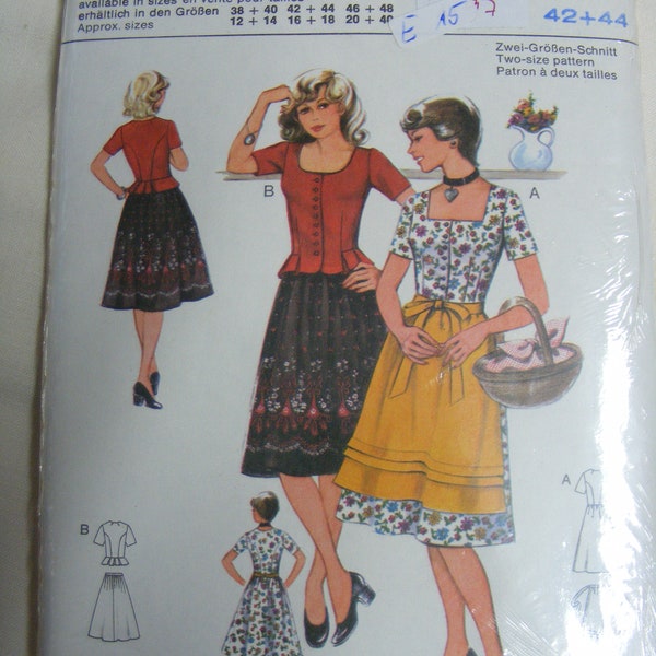 Burda 29050 Schnittmuster Kleid Dirndl, Mehrgrößenschnitt 42+44, OVP (E15)