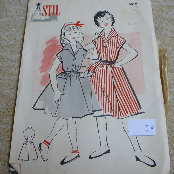 Vintage 50ies, 60ies Style Cut 6816 Kids Dress Vintage Original, Dress, Vintage, Sewing, Sewing, Sewing Machine, Machines, 38