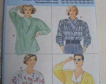 Burda 6460 sewing pattern blouse, multi-size cut 36-50, moresize 10-42, (E57)