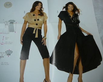 Burda 7697, sewing pattern, dress and shirt, robe and T-shirt, vestido and camisa, multi-size cut, pattern dress, K78
