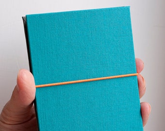 Mini accordion album for Instax Mini, 18 pages on front with/without cuts for photos, Turquoise Grey, handmade in Italy