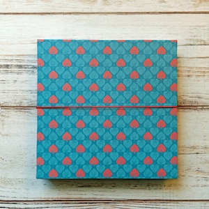 Photo album diary guest book hand-bound with square organetto, 16, 32 or 48 pages, white or black cardboard, turquoise leaves cover