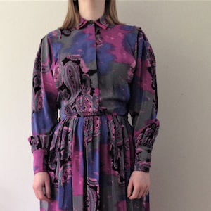 Vintage 80s | 90s viscose dress // Vintage Rose Bertie dress // 80s viscose dress with puff sleeves