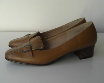 Leren instappers uit de 60s in nieuwstaat maat 36