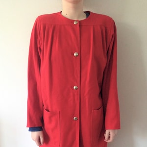 Vintage 80s Valentino Wool & Cashmere Red Swing Coat // Designer Italian Valentino // Vintage Pleated Draped Overcoat in size EU 40
