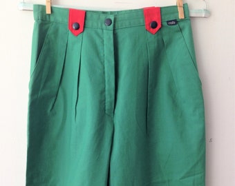 Vintage 80s 3/4 pants // lovely green 80s 3/4 trousers made in WEST GERMANY // Vintage 80's pair of pants, women's capri