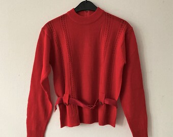 Kleding Dameskleding Sweaters Pullovers Vintage 1960's Pastel Roze Fijn Gebreide Trui 
