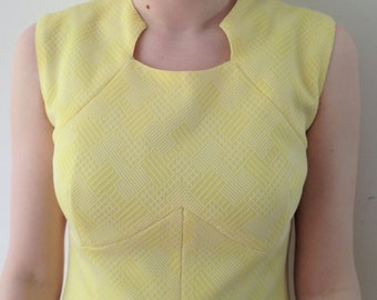 Vintage 60s yellow mod dress // 60s fitted handmade fully lined dress // Mod dress size SMALL/ Medium