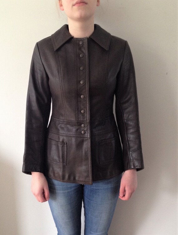 Vintage 70s leather jacket // Vintage brown leathe