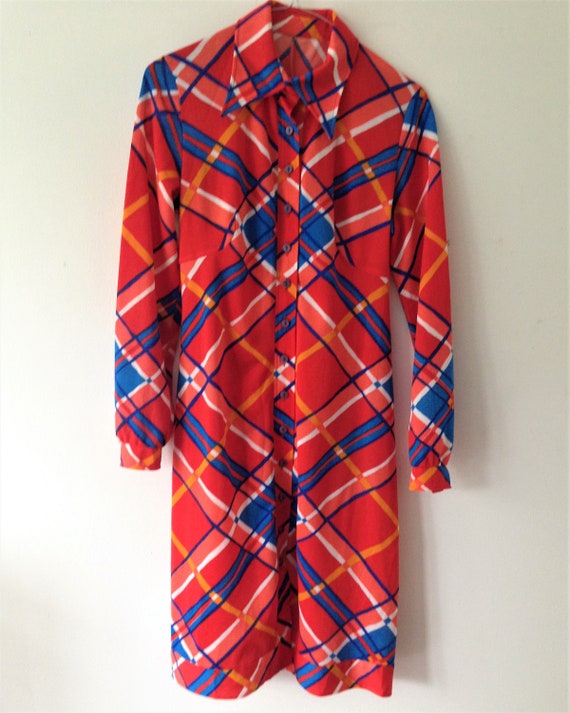 Lovely vintage colorfull dress from the 70s in si… - image 2