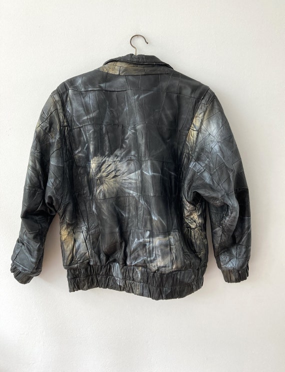 Vintage Patchwork Leather Bomber Jacket // 00 Black Leather Jacket