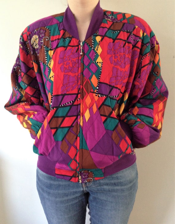 Vintage BETTY BARCLAY Quilted bomber jacket // Lov