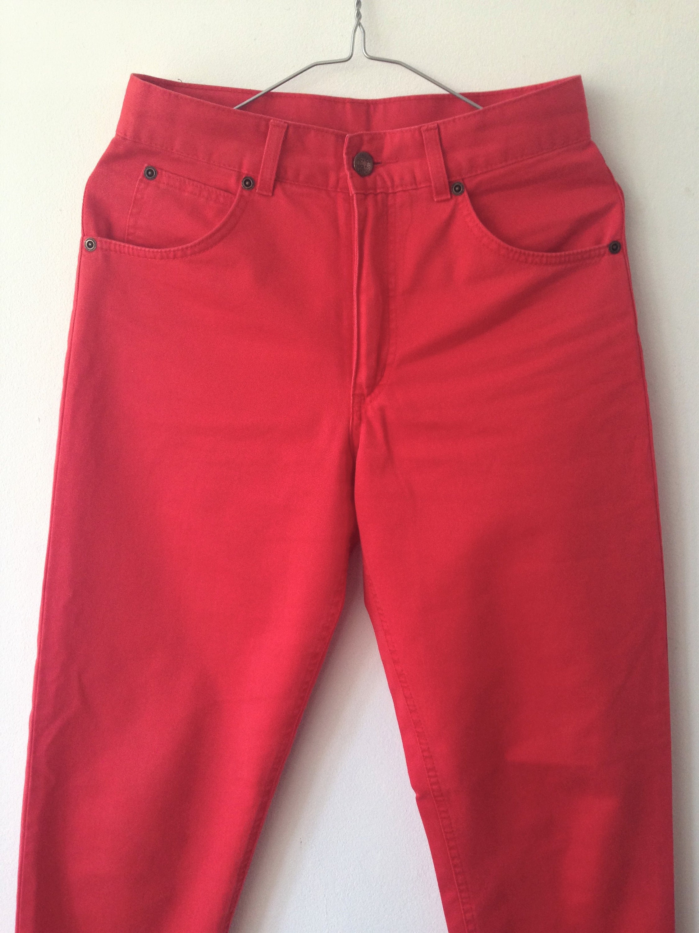 Vintage 90s Red Cotton Pants/trousers // 90's Slightly - Etsy