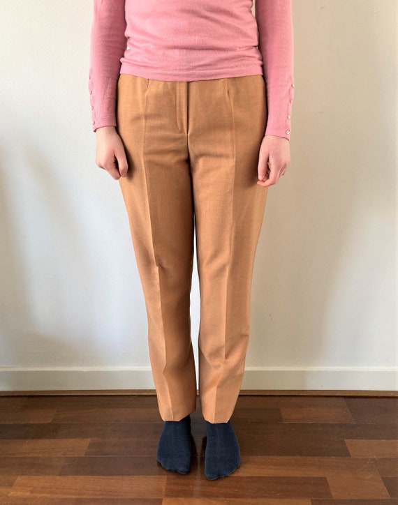 Vintage ESCADA Pants // Vintage Tapered Trousers by Margaretha Ley // Peach  Wool Escada Pants // Designer Pants 